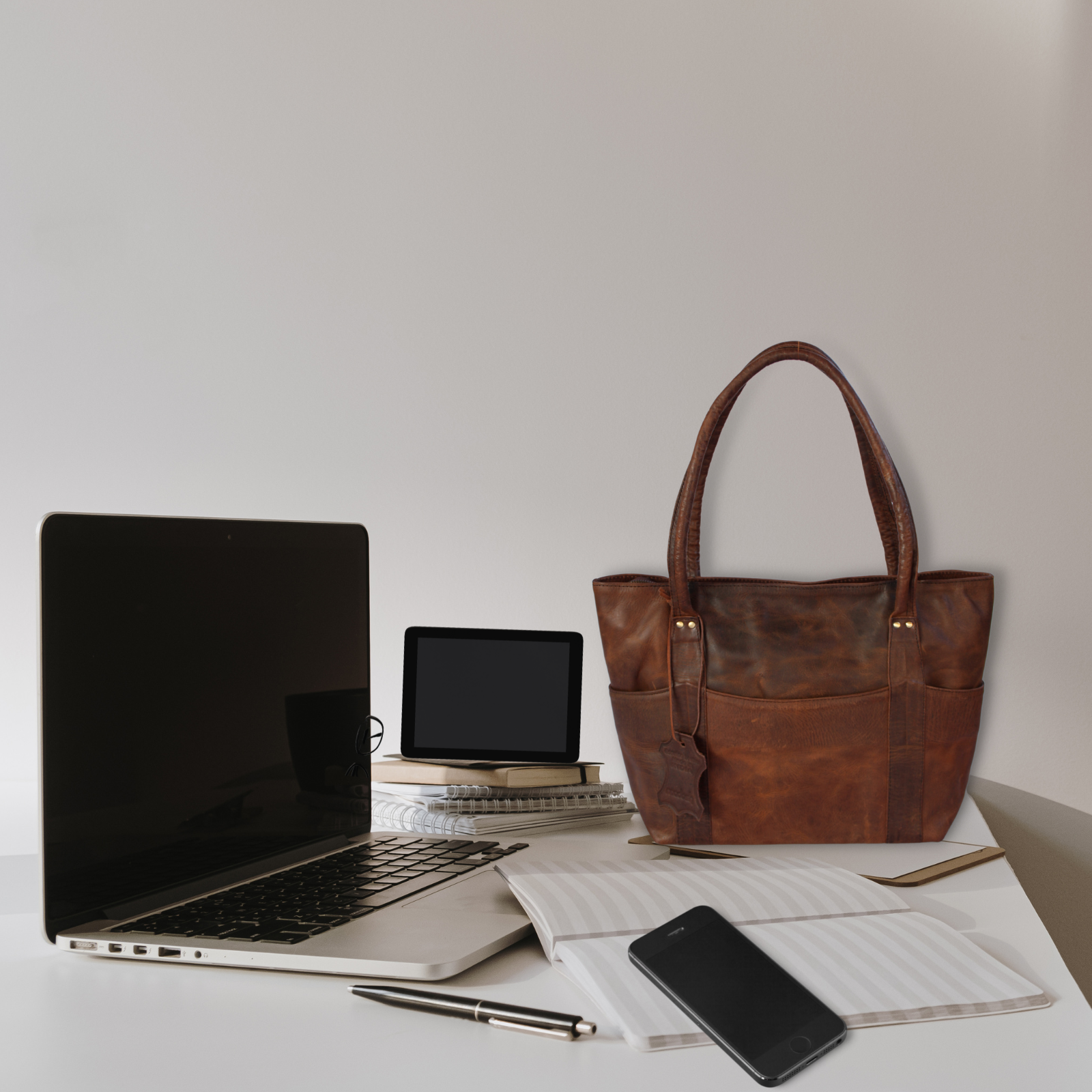  Women Tote Buffalo Leather Brown Shoulder Bag Large Office Handbag Shopper Purse